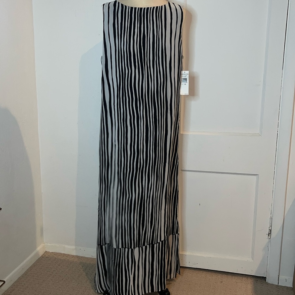 Vintage David Dart black and white striped maxi dress